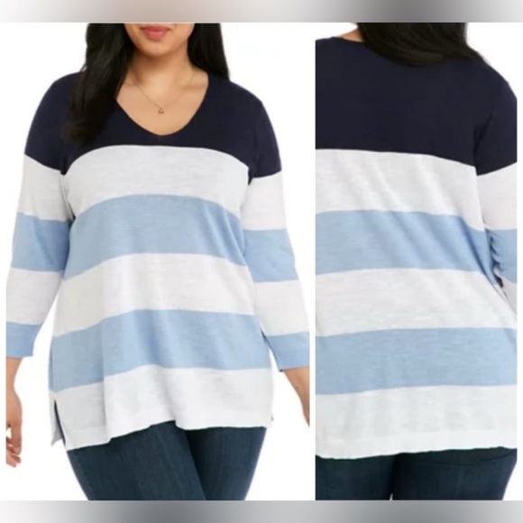 NWT KIM ROGERS LIGHTWEIGHT PULLOVER SWEATER. SIDE SLIT, V NECK. Sz. 2X - Picture 1 of 8